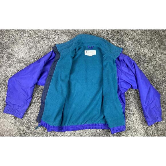 VTG 90s Columbia Sportswear Radial Sleeve Jacket Men Purple Teal Fleece Lined L - Picture 2 of 10